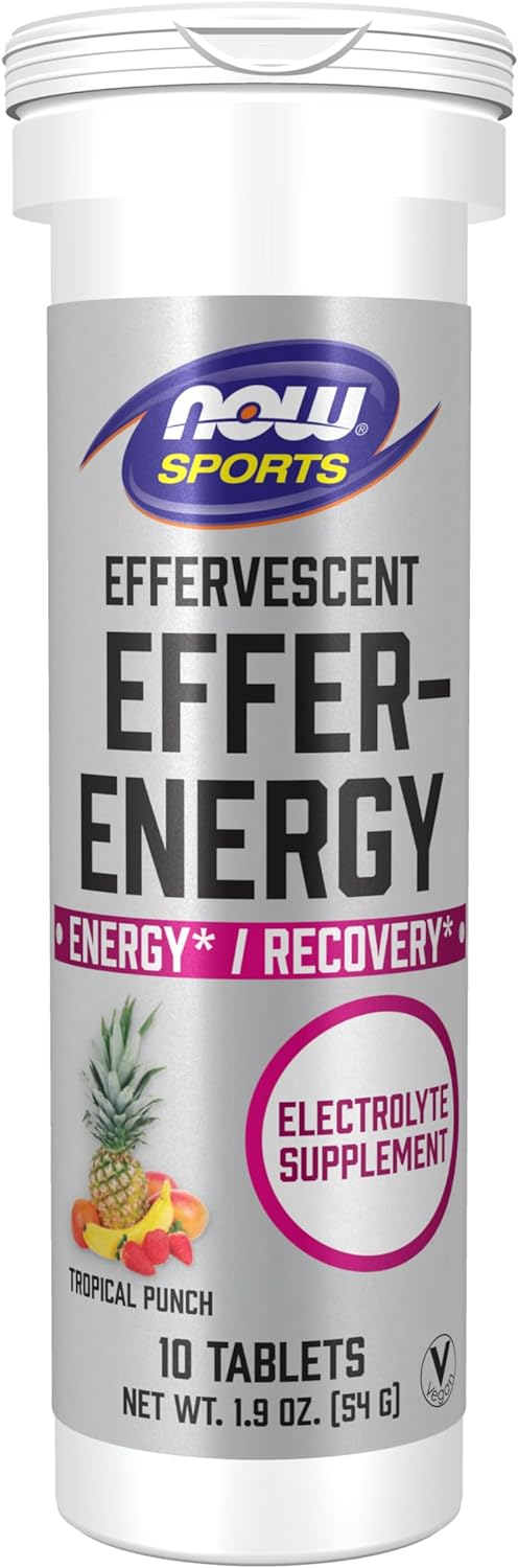 NOW Sports Nutrition, Effervescent Effer-Energy, Electrolyte Supplement, Energy*/ Recovery*, Tropical Punch, 10 Tablets