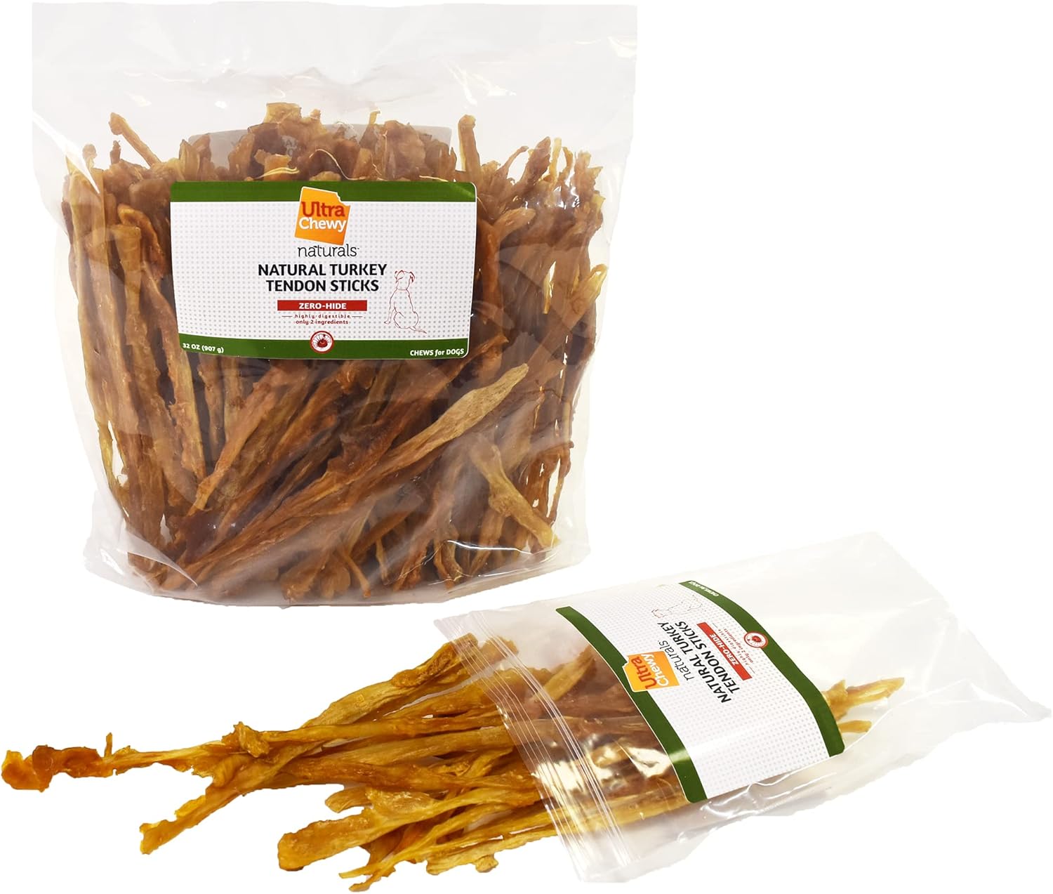 Ultra Chewy Turkey Tendon Sticks for Dogs - Premium All-Natural, Hypoallergenic, Long-Lasting Dog Chew Treat, Easy to Digest, Ingredient Sourced from USA (2 Lbs Pack) : Pet Supplies