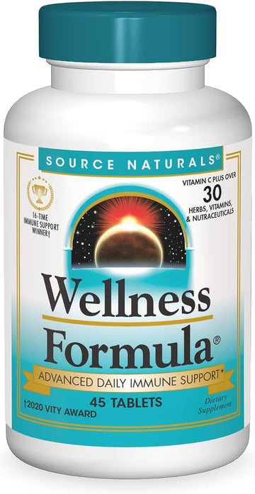 Source Naturals Wellness Formula Bio-Aligned Vitamins & Herbal Defense - Immune System Support Supplement & Immunity Booster - 45 Tablets