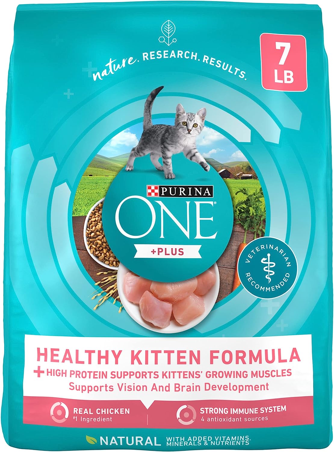 Purina ONE High Protein, Natural Dry Kitten Food, +Plus Healthy Kitten Formula - 7 lb. Bag