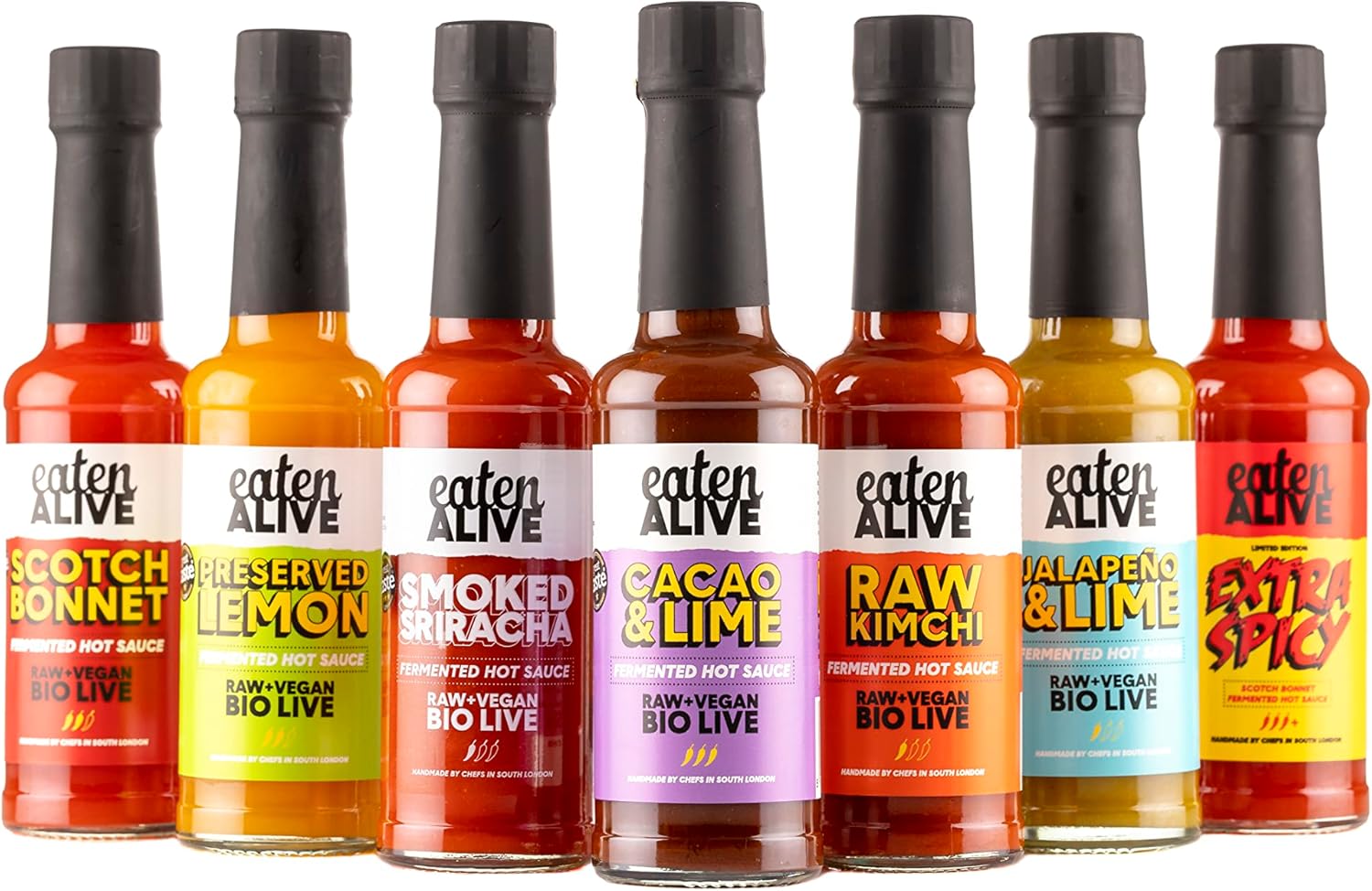 Eaten Alive Award Winning Fermented Hot Sauce - The Complete Collection (7 X 150Ml)