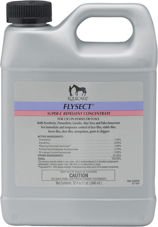 Farnam Equicare Flysect Super-C Fly Control Concentrate for Horses, Mix with Water, 32 Ounces, One Quart : Pet Supplies