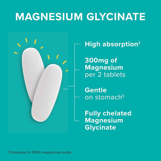 Qunol Magnesium Glycinate 300Mg, 100% Glycinate Chelated Magnesium Supplement, 90Ct Tablets