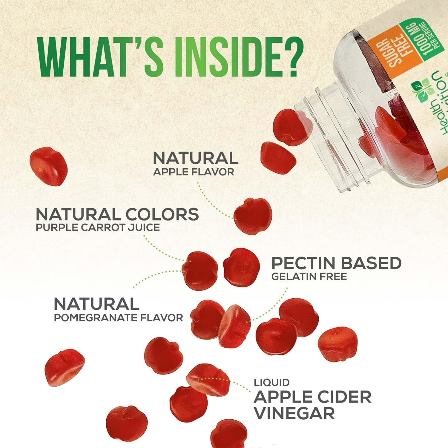 Apple Cider Vinegar Gummies - Sugar Free Acv Gummy Vitamins, Max Strength 1000Mg, Supports Metabolism & Energy, Keto Friendly, Vitamin B12, Gelatin-Free, Gluten-Free, Vegan & Non-Gmo - 120 Gummies : Health & Household