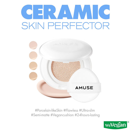 Amuse Seoul Ceramic Skin Perfector Cushion Foundation Refill 03 Honey | Long-Lasting, Lightweight, Semi-Matte, Flawless Coverage, Hypoallergenic, Korean Beauty, Vegan, Refill (15G / 0.52 Oz.)