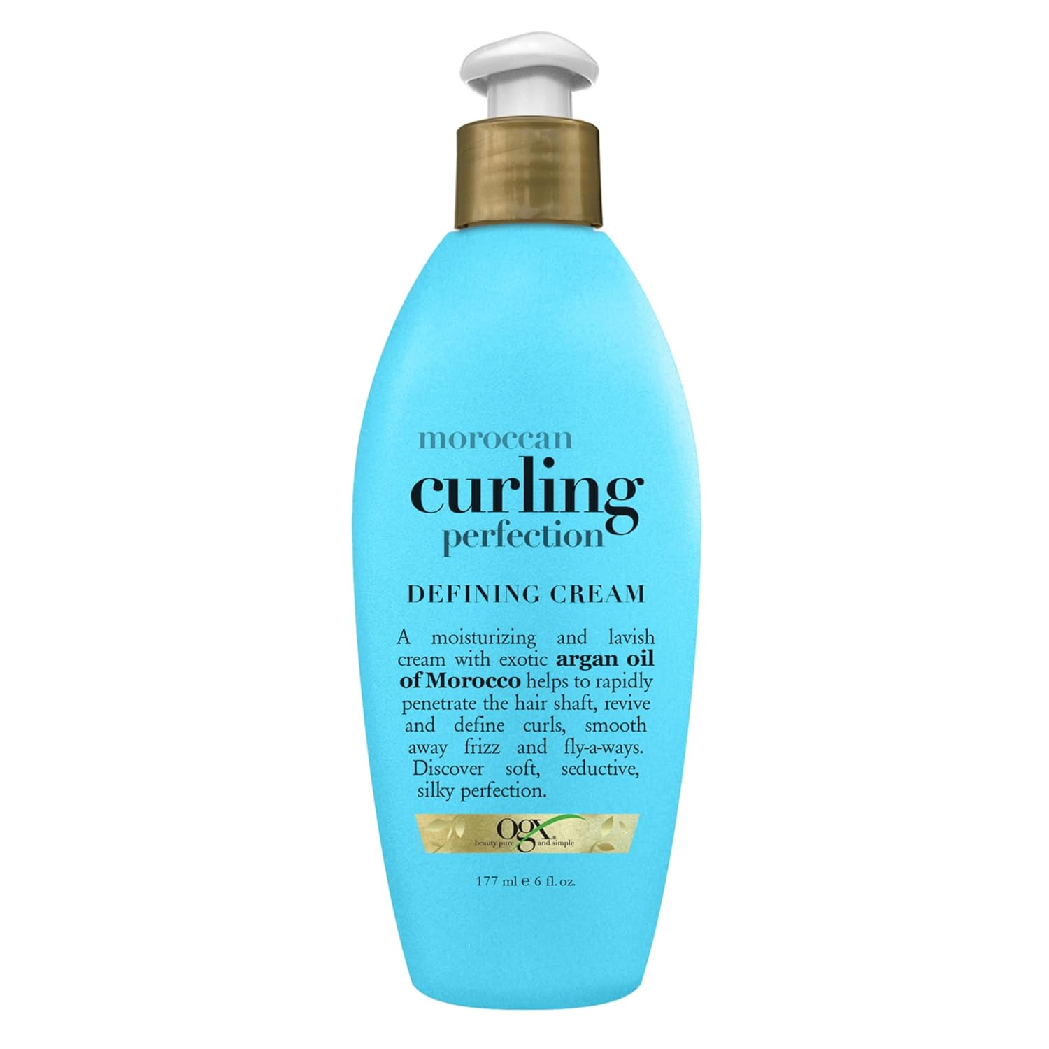 Ogx Argan Oil Of Morocco Curling Perfection Curl-Defining Cream, Hair-Smoothing Anti-Frizz Cream To Define All Curl Types & Hair Textures, Paraben-Free, Sulfated-Surfactants Free, 6 Oz