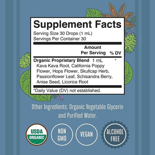 MaryRuth Organics, Herbal Supplement Drop, Calmness & Relaxation, Pack of 1, USDA Kava Root, Sugar/Gluten Free, Support Sleep, Calm & Stress Relief, Vegan, Non-GMO, 30 Servings : Health & Household