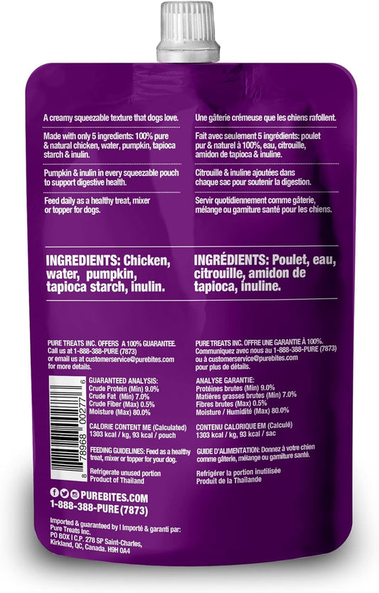 Purebites+ Gut & Digestion Squeezables For Dogs, Only 5 Ingredients, Case Of 15