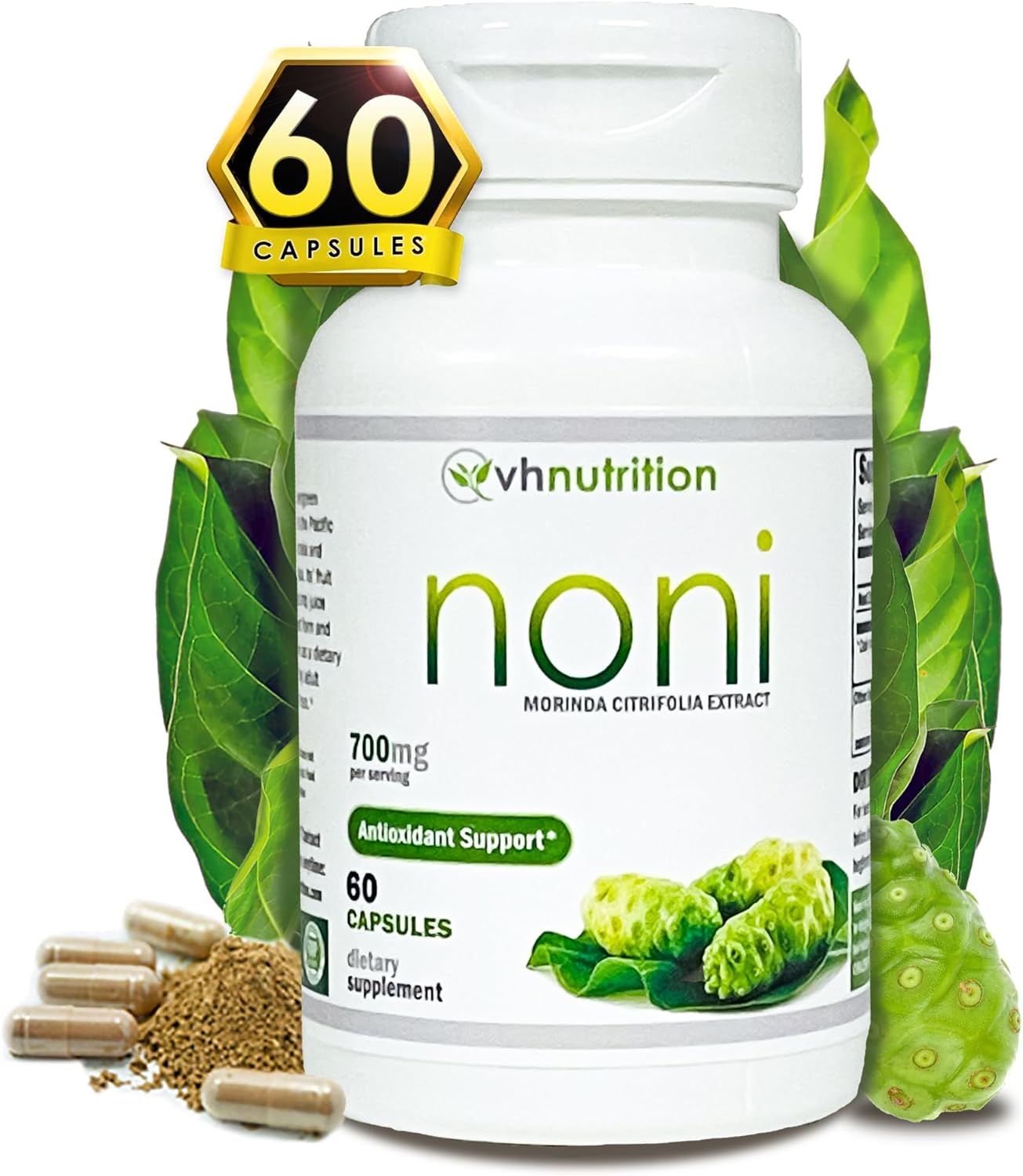 VH Nutrition NONI Capsules | 700mg Morinda citrifolia Extract Pills | Natural Antioxidant* Supplement | 60 Capsules