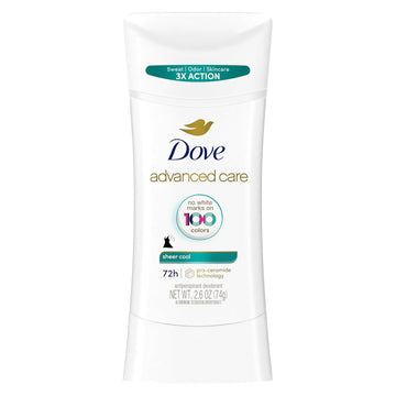 Dove Advanced Care Antiperspirant Deodorant Stick Sheer Cool For Soft, Resilient Skin, With 72-Hour Sweat & Odor Protection, 2.6 Oz
