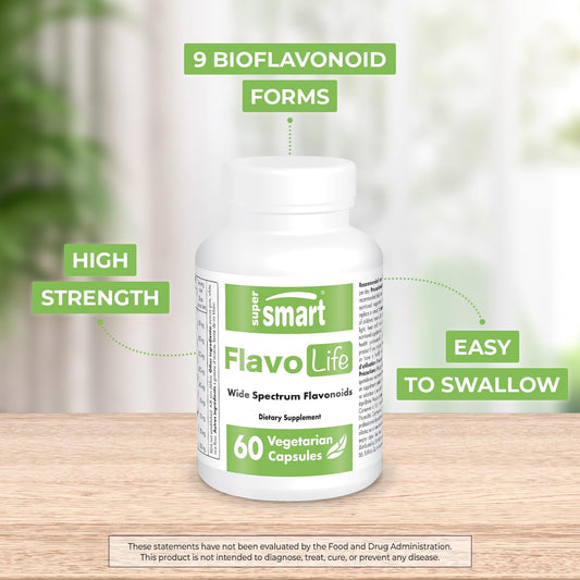 Supersmart Flavolife (Flavonoid Complex Supplement) - With Luteolin, Myricetin, Fisetin, Rutin, Quercetin, Egcg, Apigenin, Hesperidin | Non-Gmo & Gluten Free - 60 Vegetarian Capsules
