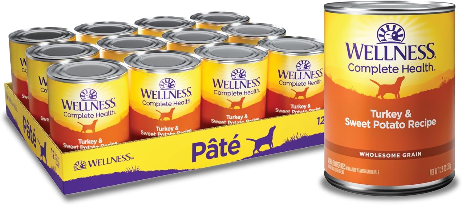 Wellness Complete Health Natural Wet Canned Dog Food Turkey & Sweet Potato, 12.5 Oz (Pack Of 12)