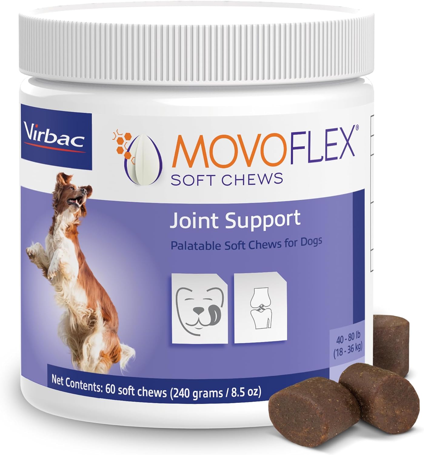 Joint Support Supplement for Dogs - Hip and Joint Support - Dog Joint Supplement - Hip and Joint Supplement Dogs - 60 Soft Chews for Medium Dogs (By Virbac)