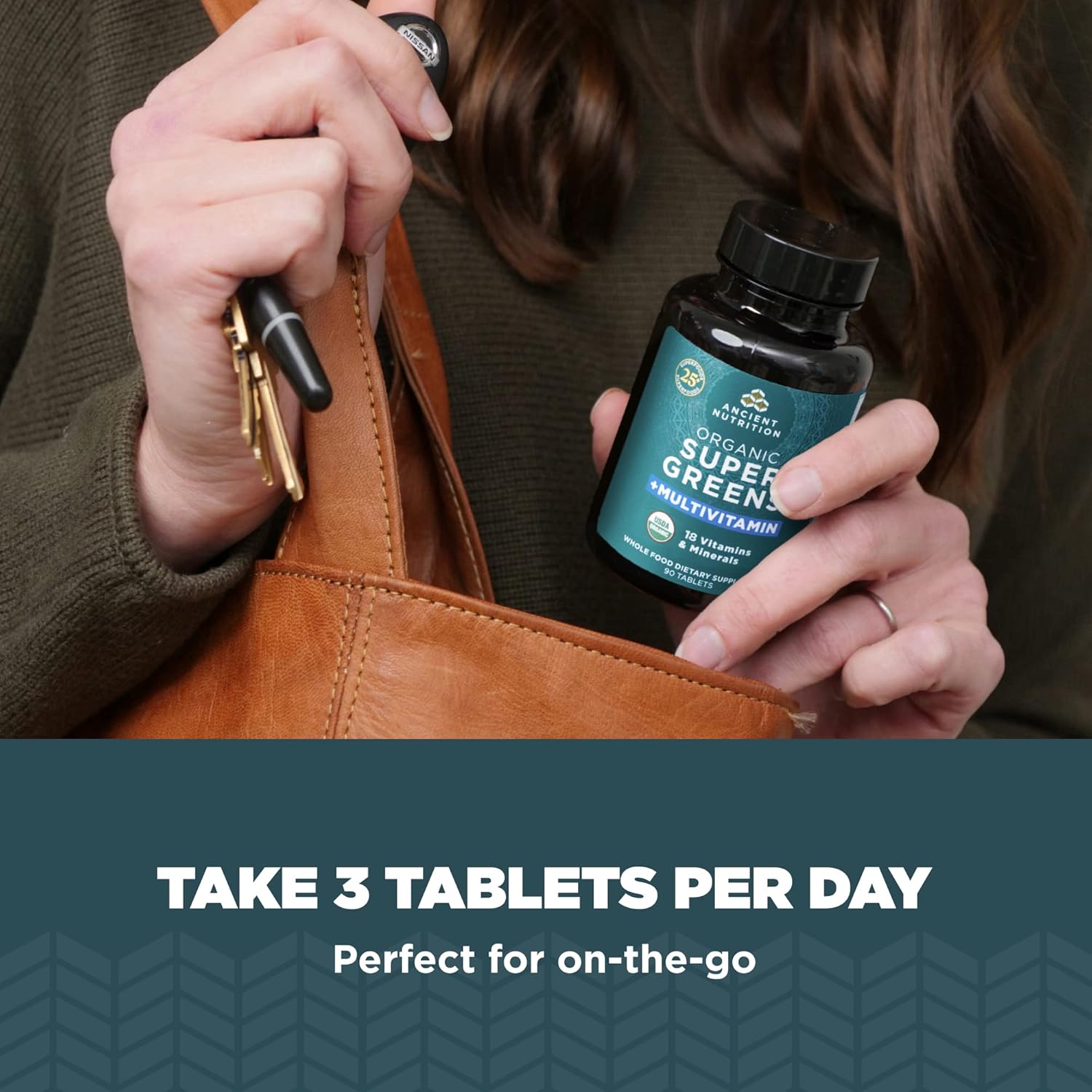 Ancient Nutrition Supergreens Multivitamin Tablets, Organic Superfood Powder With Multivitamins Made From Real Fruits, Vegetables And Herbs, For Digestive And Energy Support, 90 Count : Health & Household