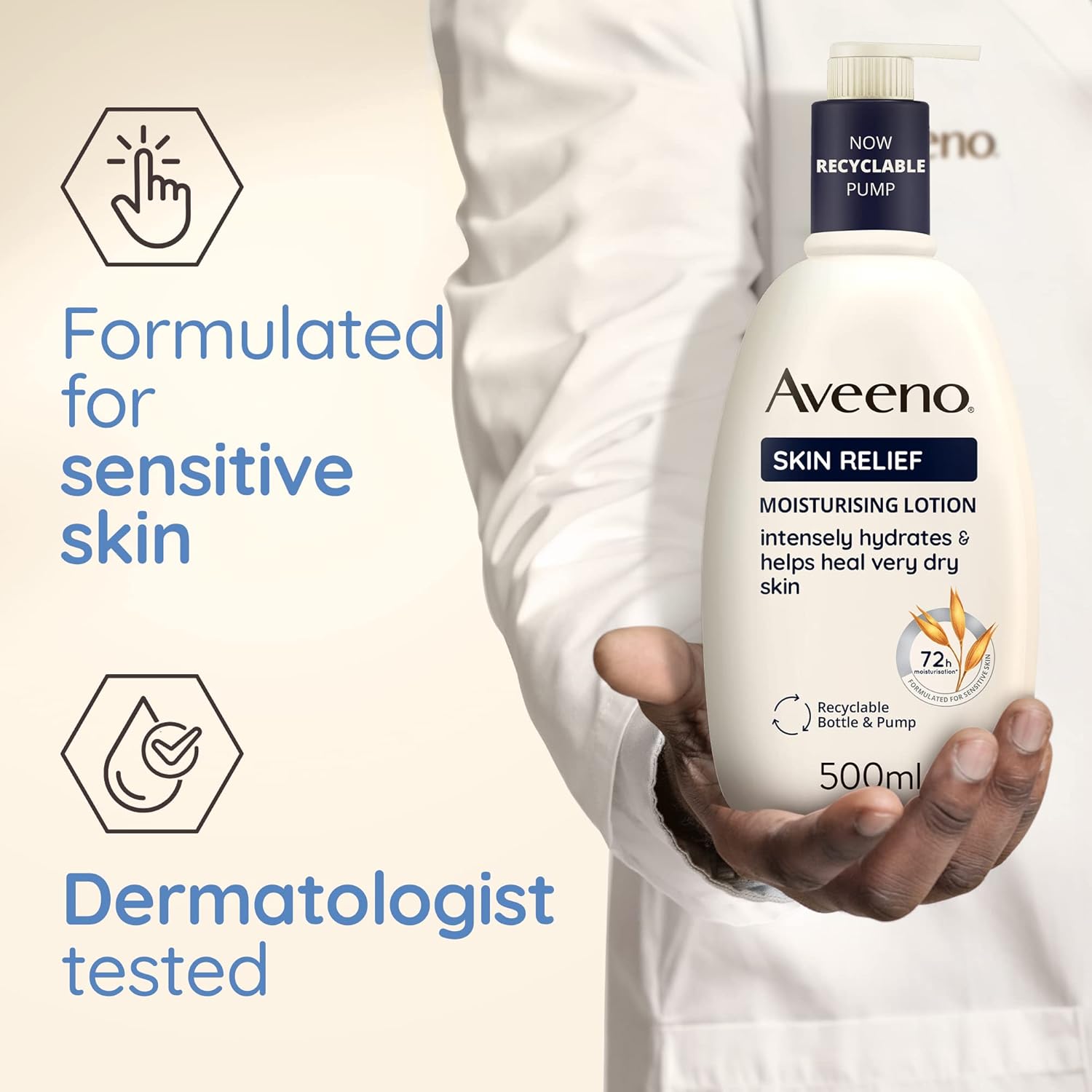 Aveeno Skin Relief Moisturising Lotion, With Soothing Triple Oat Complex & Shea Butter, Suitable For Sensitive Skin, 72-Hour Intense Hydration, Helps Relieve Very Dry and Tight Skin, Unscented, 500ml : Amazon.co.uk: Beauty