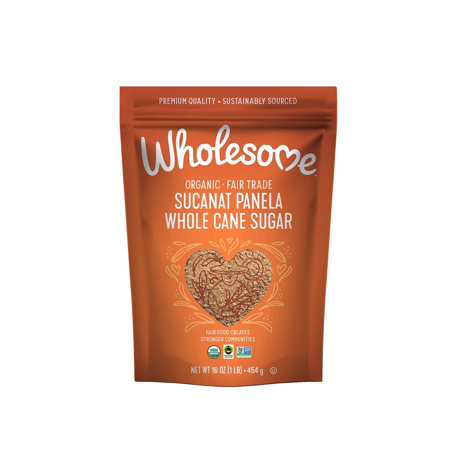 Wholesome Sweeteners Organic Sucanat, Unrefined Whole Cane Sugar, Fair Trade, Non Gmo & Gluten Free, 1 Pound (Pack Of 12) (45025)