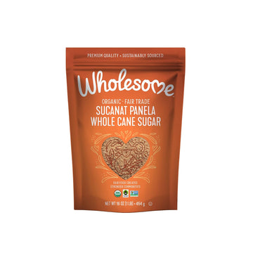 Wholesome Sweeteners Organic Sucanat, Unrefined Whole Cane Sugar, Fair Trade, Non Gmo & Gluten Free, 1 Pound (Pack Of 12) (45025)