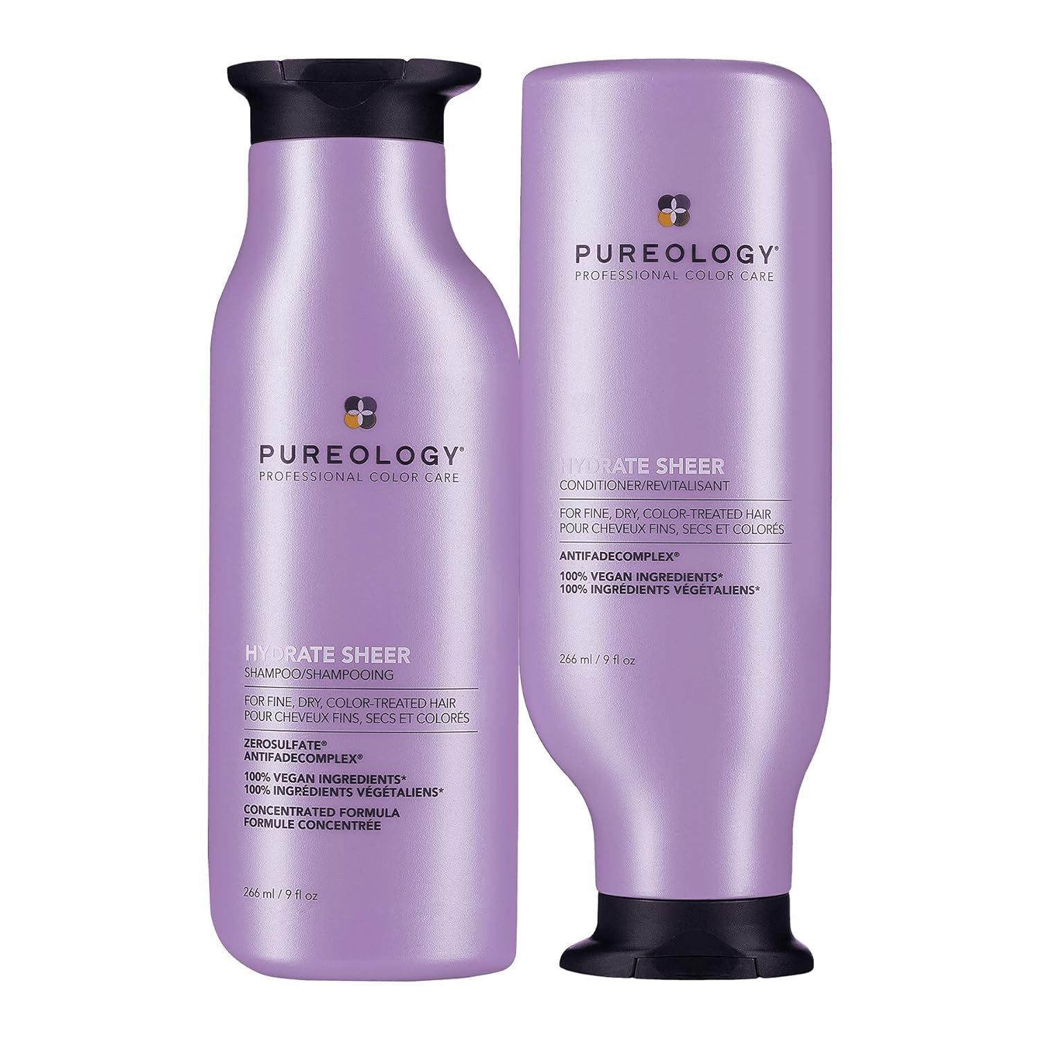 Pureology Hydrate Sheer Shampoo and Conditioner for Fine Hair | For Dry Color Treated Hair | Sulfate-Free | Vegan | Paraben-Free