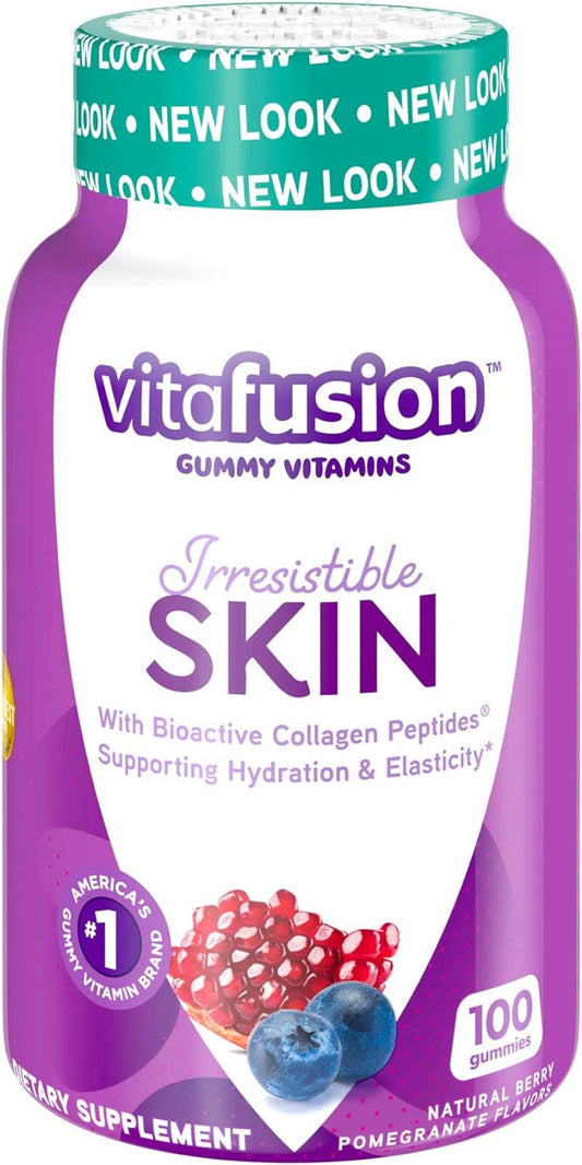 Vitafusion Irresistible Skin Gummy Vitamins, Berry, 100 Count