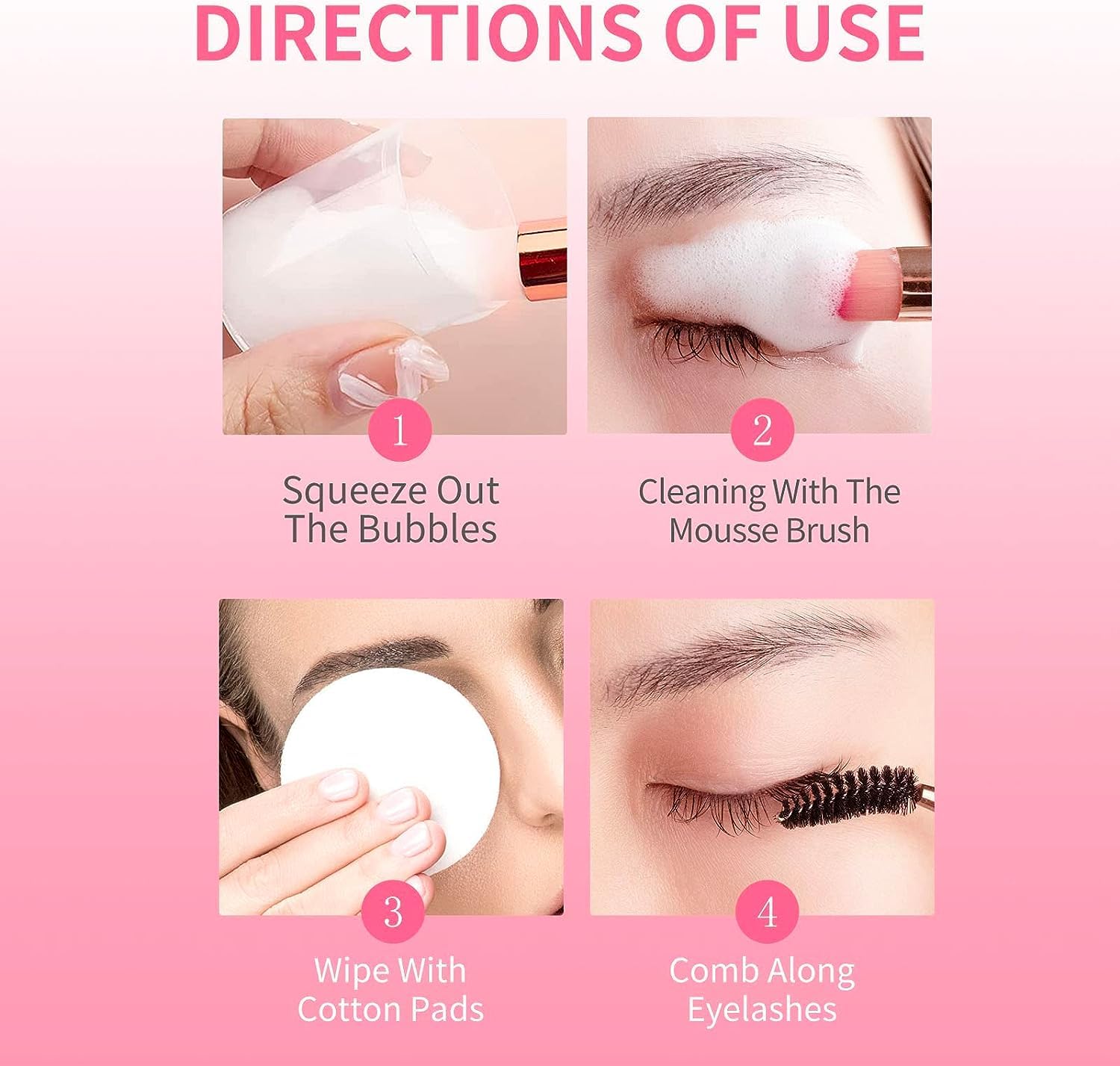 Breylee Eyelash Extension Cleanser, Upgraded Eyelash Extension Shampoo 60Ml+Mascara Wand+Brush Eyelash Foam Cleanser For Extensions And Natural Lashes : Beauty & Personal Care