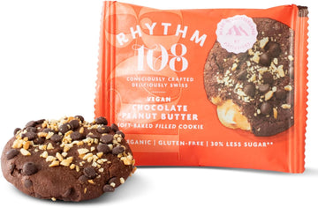 Rhythm 108 Swiss Organic Vegan Chocolate Peanut Butter Soft-Baked Filled Cookie 12 X 50G