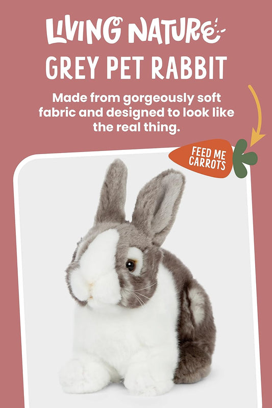 Living Nature Brown Pet Rabbit, Realistic Soft Cuddly Bunny Toy, Naturli Eco-Friendly Plush, 20Cm