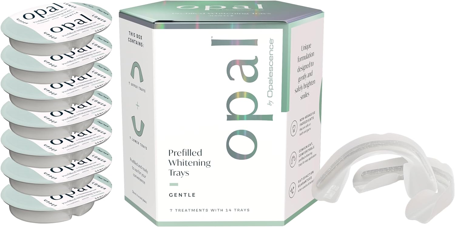 Opal by Opalescence Go - Prefilled Teeth Whitening Trays - Gentle - (7 Treatments) - Hydrogen Peroxide - Cool Mint - Made by Ultradent. Op-Tr-Gent-5526-1