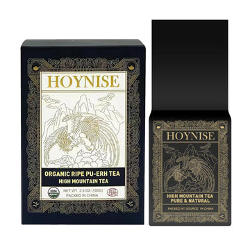 Hoynise - Organic Ripe Pu Erh Loose Leaf, Fermented Puerh Tea, Premium Loose Leaves, Aged Puer Tea, High Mountain Grown, 100G/3.5Oz
