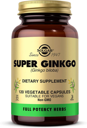 Solgar Super Ginkgo, 120 Vegetable Capsules - Full Potency (FP) - Antioxidant & Nervous System Support - Brain Health - Non-GMO, Vegan, Gluten Free, Dairy Free, Kosher - 120 Servings : Health & Household