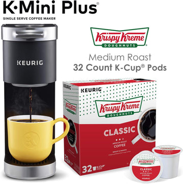 Keurig K-Mini Plus Single Serve Coffee Maker With Krispy Kreme Coffee Pods, 32 Count