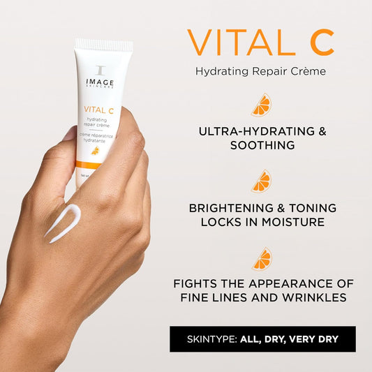 Image Skincare, Vital C Hydrating Repair Crème, Face Night Cream Moisturizer With Hyaluronic Acid, For Dry Skin