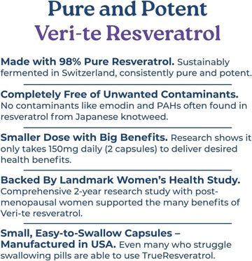 Naturecity Trueresveratrol – Resveratrol Supplement & Anti-Aging Support With 75Mg Trans-Resveratrol (98% Pure Veri-Te) For Heart, Immune, Bone & Cognitive Health | 60 Veggie Capsules