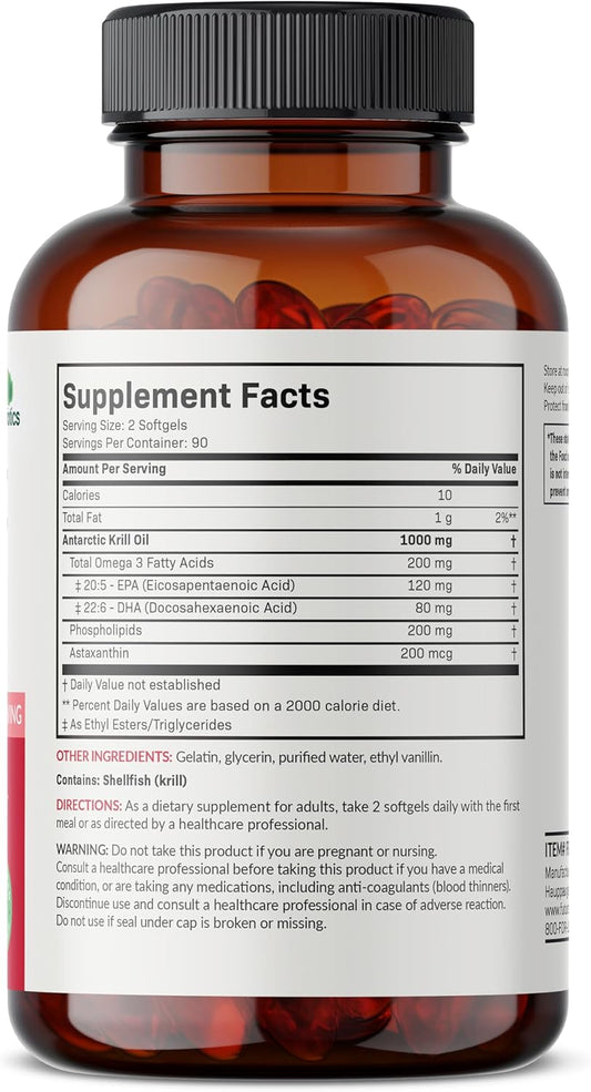 Futurebiotics Antarctic Krill Oil 1000Mg With Omega-3S Epa, Dha, Astaxanthin And Phospholipids - 100% Pure Premium Krill Oil Heavy Metal Tested, Non Gmo – 250 Softgels (125 Servings)