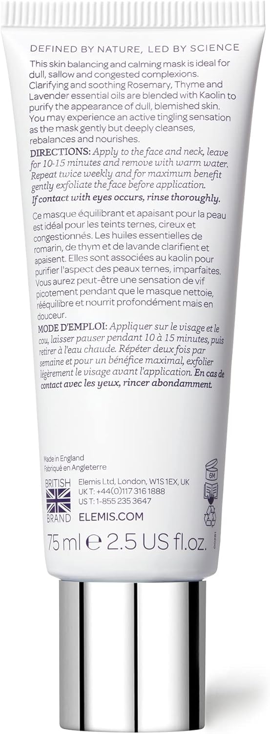 ELEMIS Herbal Lavender Repair Mask, Soothing Clay Balm Deeply Cleanses, Rebalances it also Nourishes Skin, Calming Balm Formulated with Rosemary, Thyme, Lavender, Leaves Skin Bright and Balanced, 75ml : Amazon.co.uk: Beauty