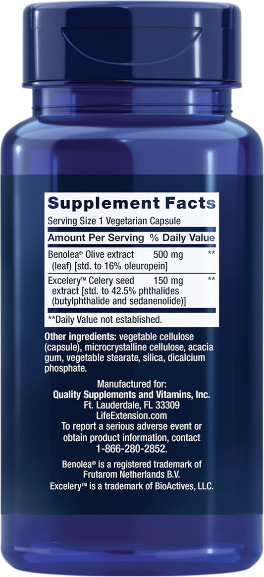 Life Extension Advanced Olive Leaf Vascular Support Promotes Cardiovascular & Circulatory Health – Gluten-Free, Non-Gmo, Vegetarian – 60 Vegetarian Capsules