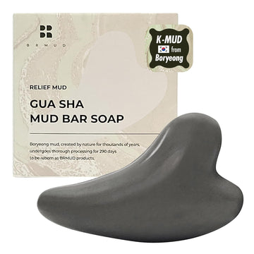 Relief Mud Gua Sha Mud Bar Soap - Mud Mask Massager Cleansing Bar For Face And Body - V Line Lifting, Sebum Cleansing, Moisturizing - Shea Butter, Panthenol, Jojoba Seed Oil, 2.99 Oz