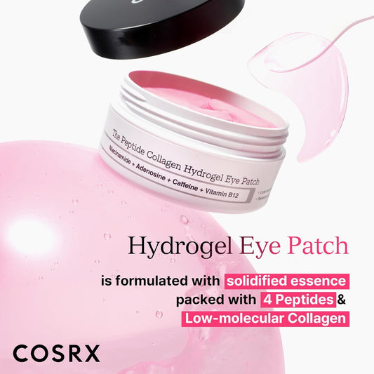 Cosrx Peptide Collagen Hydrogel Eye Patch, 60 Patches, Under Eye Patches For Puffy Eyes And Dark Circles With Caffeine, Korean Skin Care