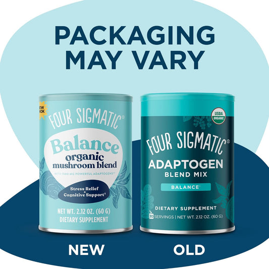 Four Sigmatic Adaptogen and Mushroom Blend Balance Mix | Adaptogen Supplement with Ashwagandha, Moringa, Holy Basil, Reishi, Chaga and More | Natural Stress Relief and Immune Support Supplement