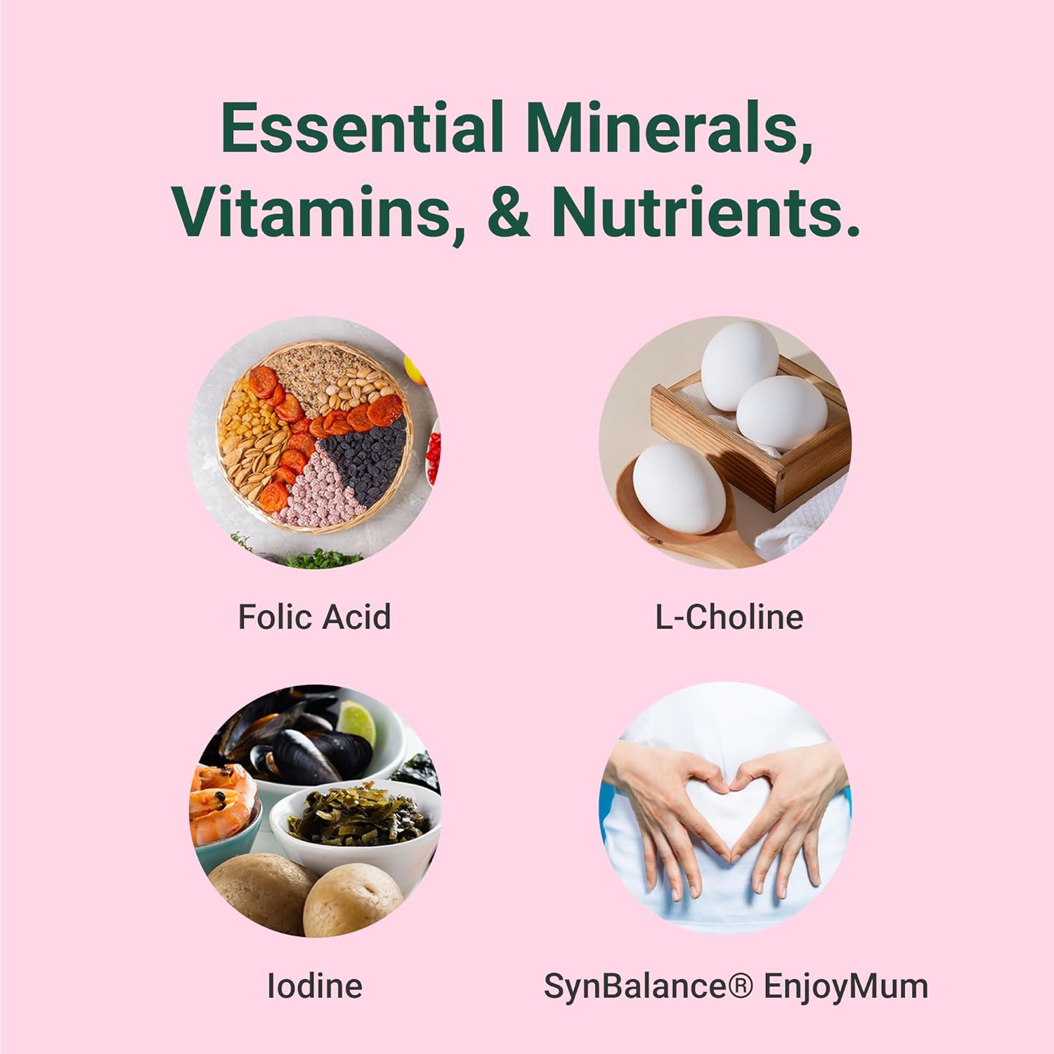 Hey Nutrition Pregnancy Complex Supplement - Suitable for Vegetarians & Vegans - Folic Acid, L-Choline, Iodine, SynBalance® EnjoyMum - Mum & Baby Support - UK Manufactured - Non-GMO - 60 Capsules : Amazon.co.uk: Health & Personal Care