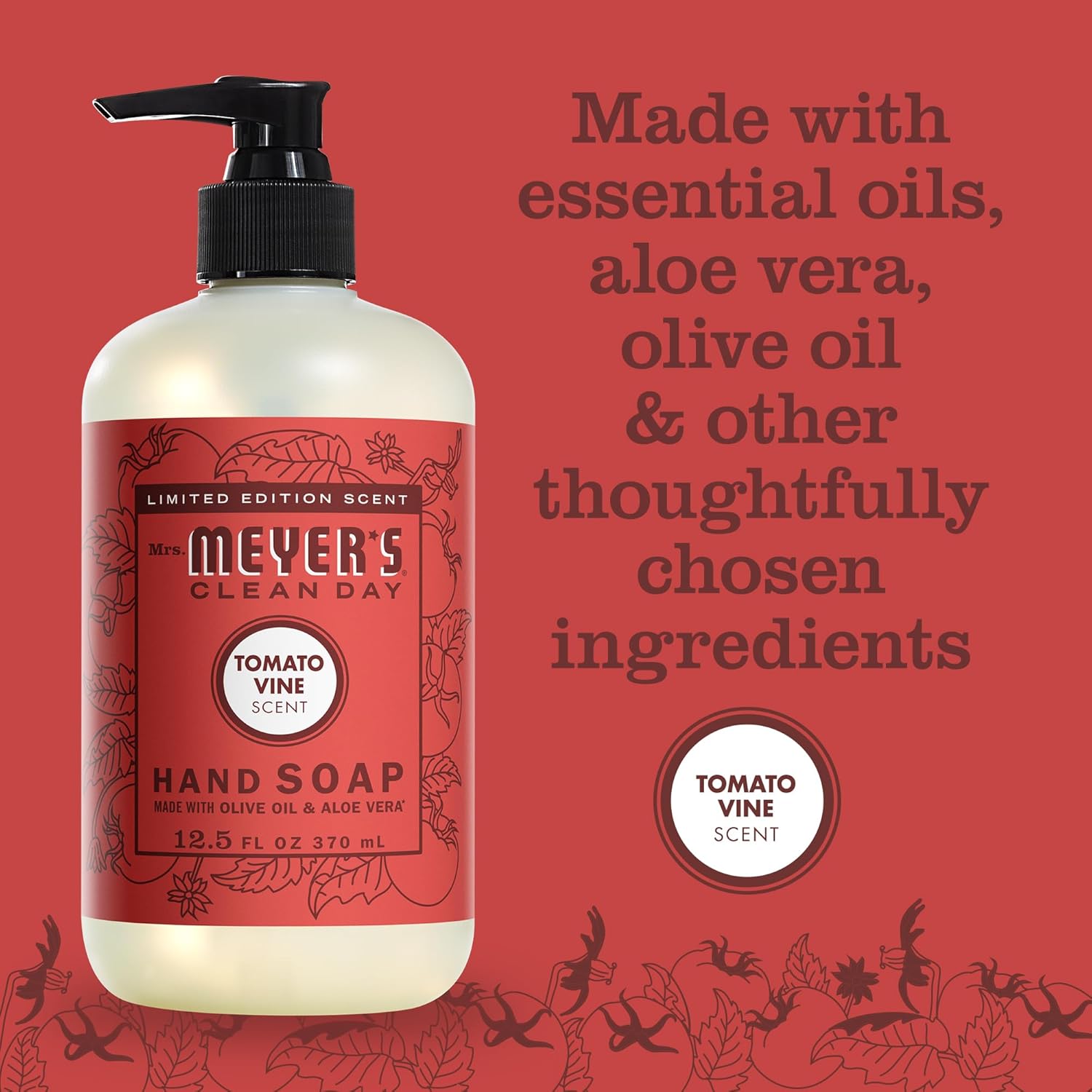 MRS. MEYER'S CLEAN DAY Liquid Hand Soap, Tomato Vine Scent, 12.5 Ounce Bottle : Beauty & Personal Care