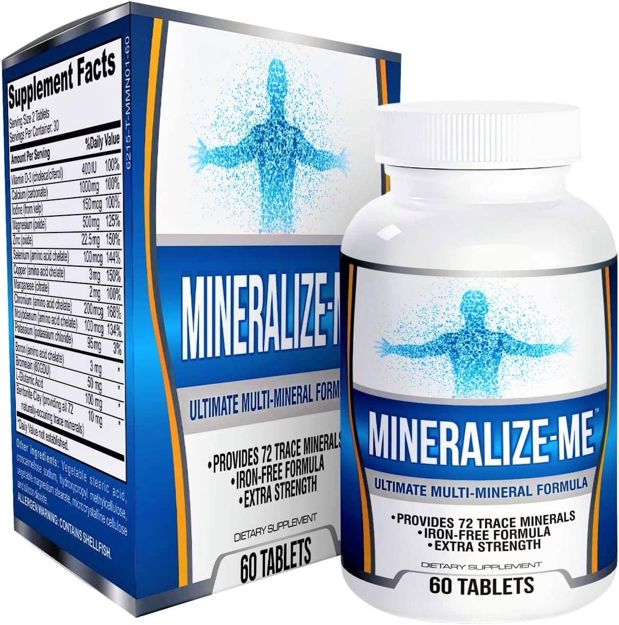 MINERALIZE-ME: Multimineral Supplement (Iron Free) with 72 Trace Minerals - Natural Multiminerals - High Potency Multi Mineral Supplements All-in-1 Formula - 60 Tablets