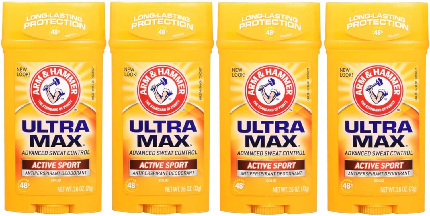 Arm & Hammer Arm And Hammer Ultramax Antiperspirant Deodorant, Invisible Solid, Active Sport - 2.8 Oz (Pack Of 4)