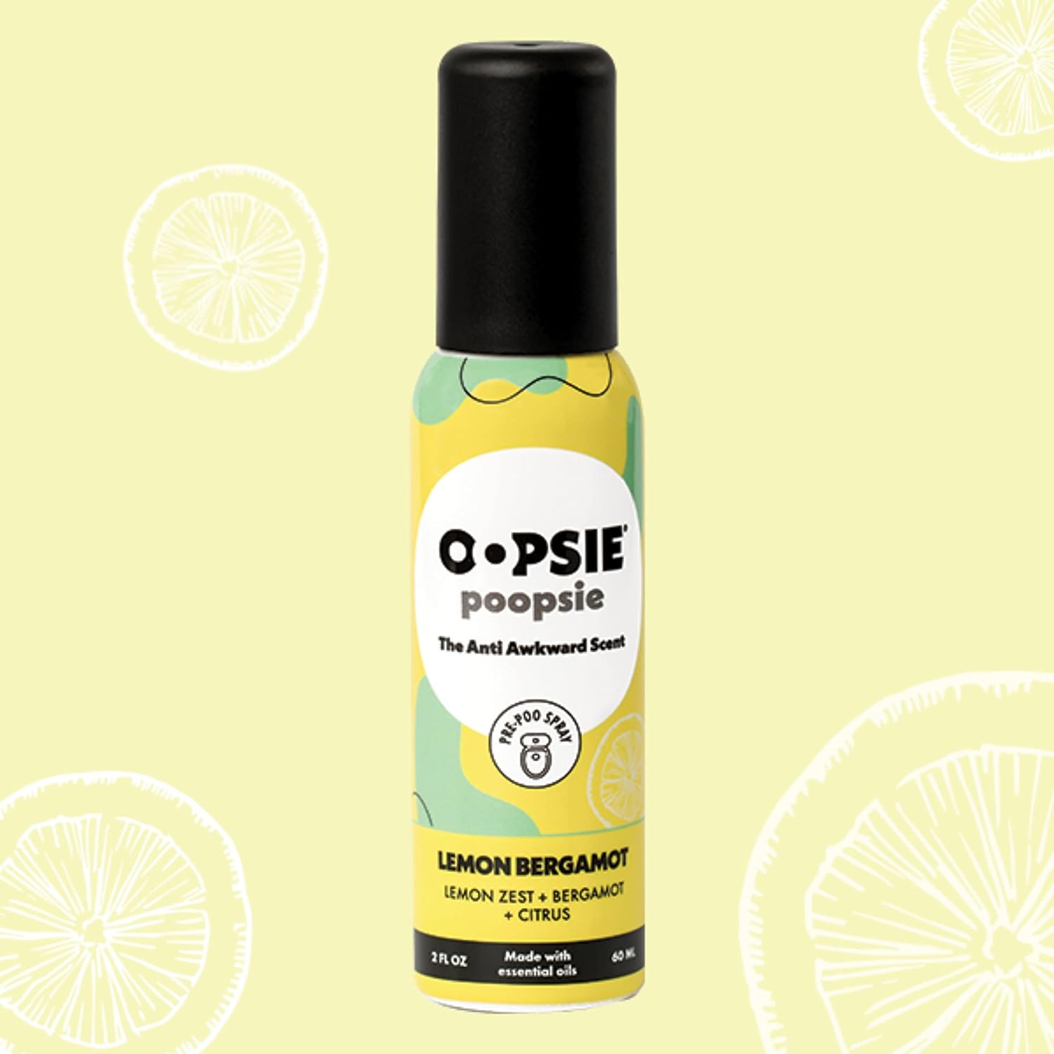Oopsie Poopsie Pre Poop Spray - 4 Pack Natural Pre Poo Toilet Spray for Bathrooms, Trap Odors & Eliminate Embarrassment, 2oz Travel Size Pre Poo Air Freshener Spray (Lemon Bergamot) : Health & Household