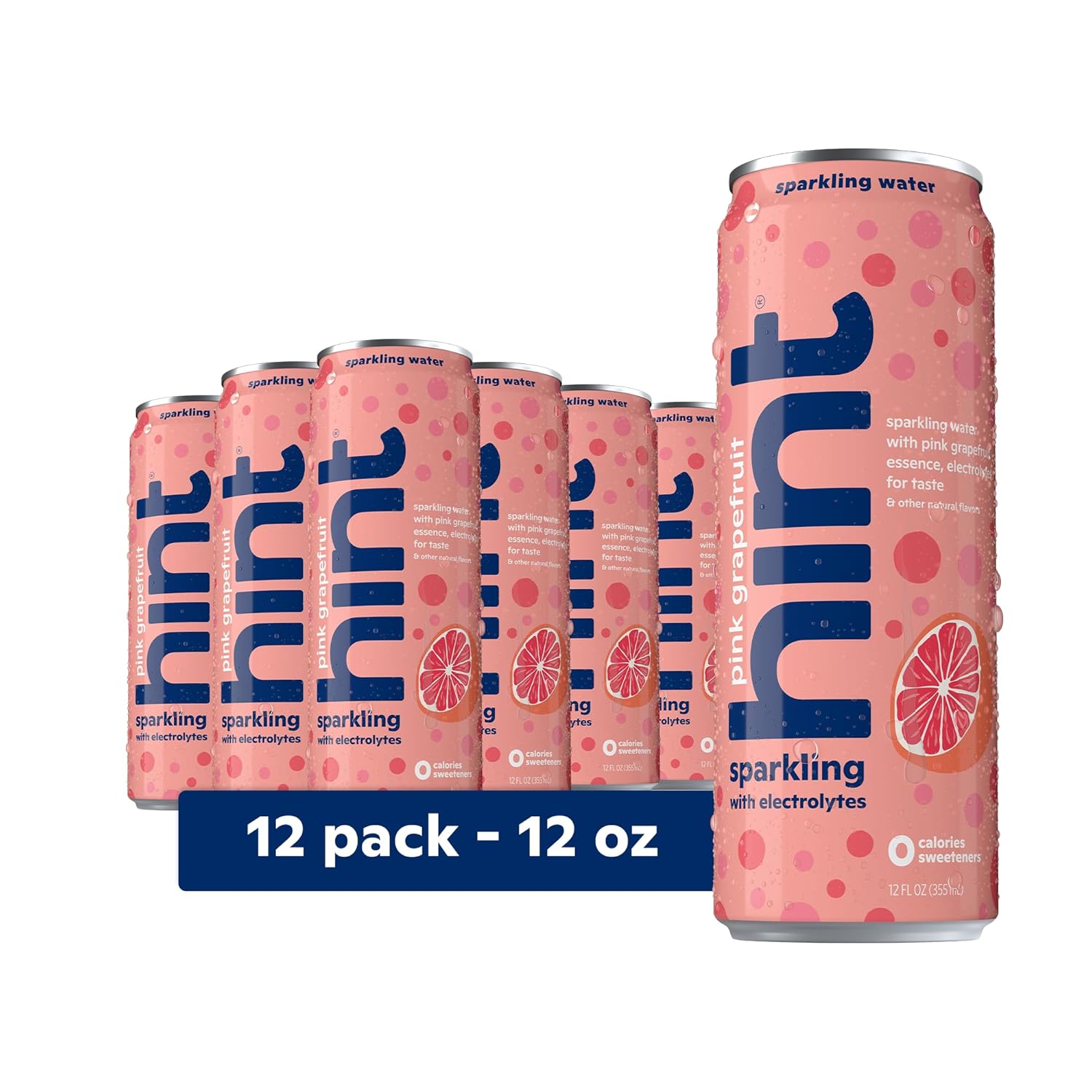 Hint Pink Grapefruit Sparkling Water With Electrolytes Added For Taste, Zero Sugar, Zero Calories, And Zero Sweeteners, 12 Fl Oz (Pack Of 12)