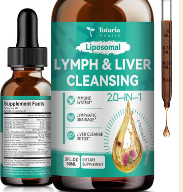 Strongest ''Lymph-Liver'' Cleanse Detox, Liposomal Organic Milk Thistle, Echinacea, Artichoke Lymphatic Drainage & Liver Repair Supplement With All Vitamins, 2 Fl.Oz