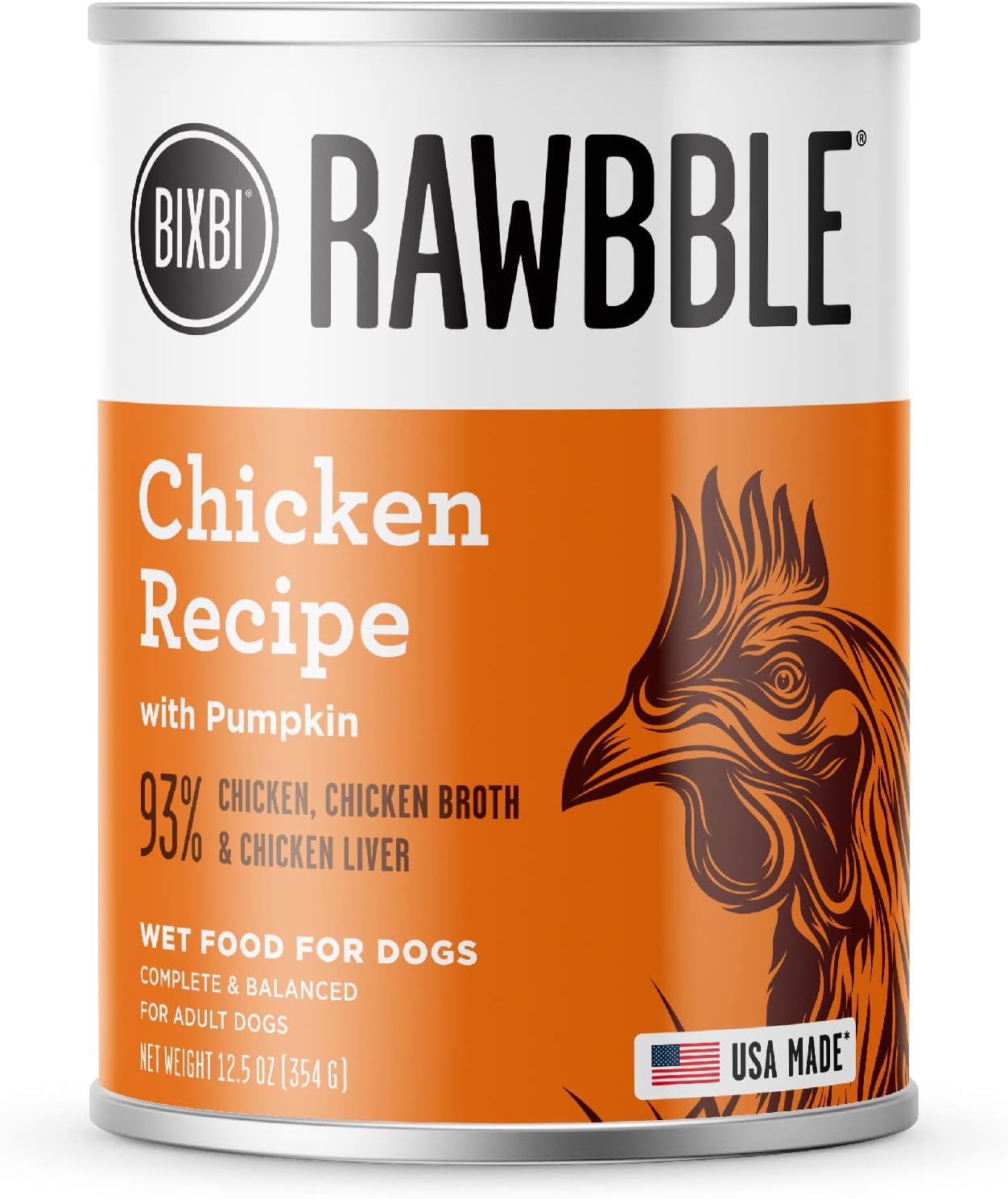 Bixbi Rawbble Grain-Free Canned Wet Dog Food, Chicken Recipe, 12.5 Oz. Cans (Pack Of 12)