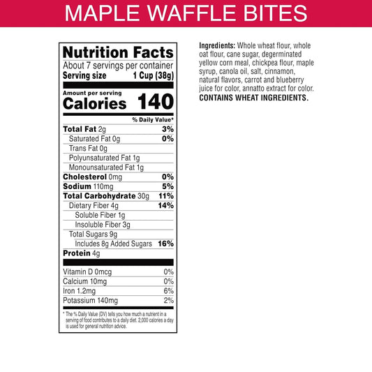 Kashi Breakfast Cereal, Vegan, Made with Whole Grains, Maple Waffle Bites, 9.5oz Box (1 Box)