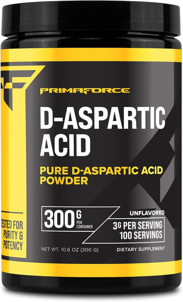 Primaforce D-Aspartic Acid 300 Grams (100 Servings), Unflavored, Veget
