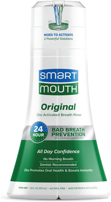 Smartmouth Original Activated Mouthwash - Adult Mouthwash For Fresh Breath - Oral Rinse For 24-Hour Bad Breath Relief With Twice Daily Use - Fresh Mint Flavor, 16 Fl Oz