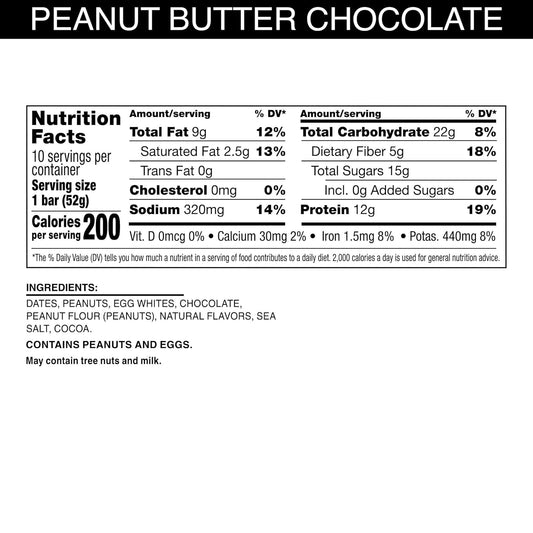 Rxbar Protein Bars, Protein Snack, Snack Bars, Peanut Butter Chocolate, 18.3Oz Box (10 Bars)